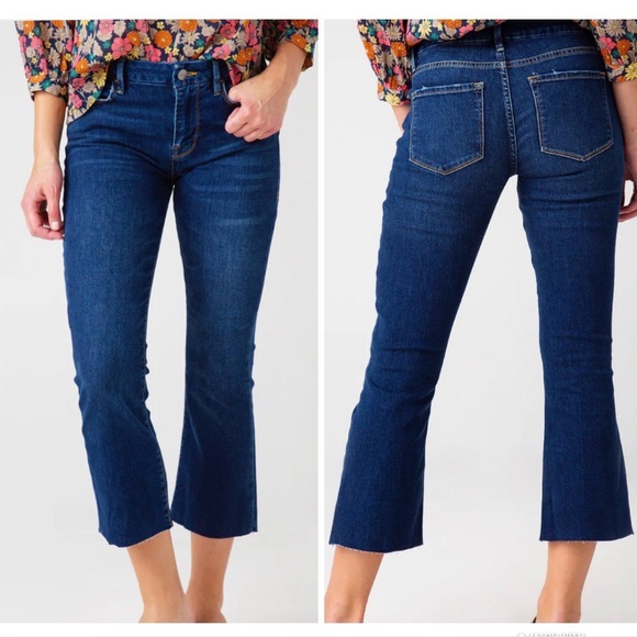 Frame Denim Denim - Frame Denim Jeans Womens 27 Blue Le Crop Mini Boot Raw Edge Stretch Cropped